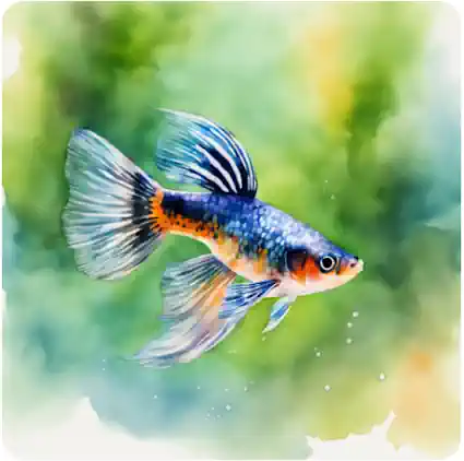 A watercolour picture of a guppy.