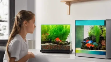 Girl-at small-fish-tank