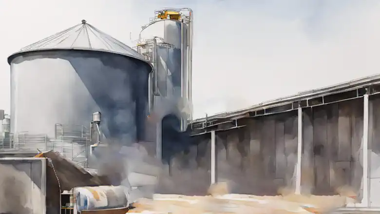 A solid state anaerobic digestion plant shown here is another example of anaerobic digester systems.