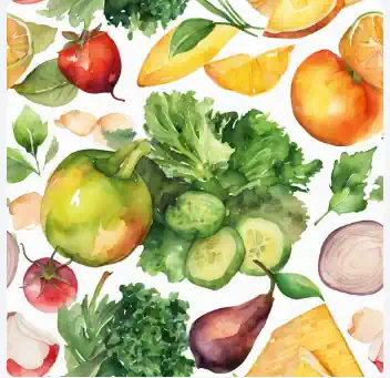 A watercolor image shows some recently created food waste.