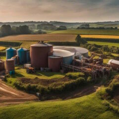 A biogas example showing an agricultural anaerobic digestion facility.