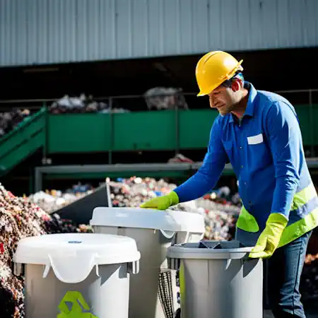 A road sweepings recycling example showing a Waste Recycling Centre operative.