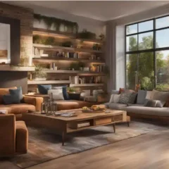 A cosy living room designed in a Minescape style.