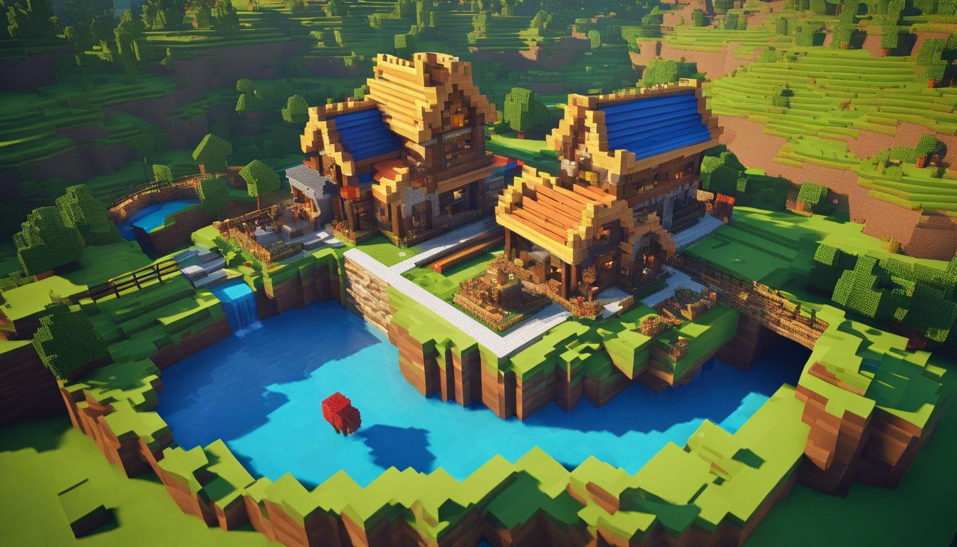 A lively Minecraft coop structure with playful animals and vibrant design.