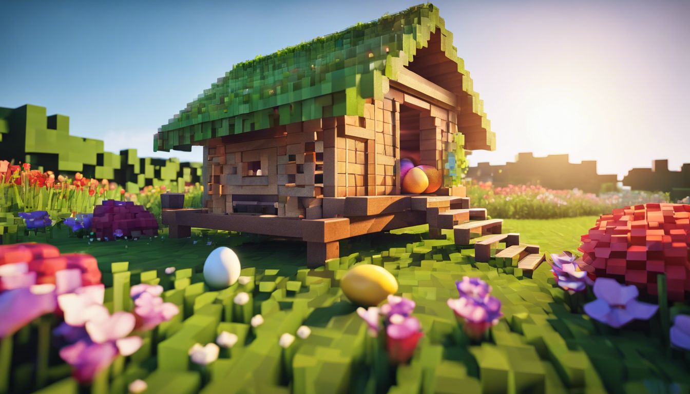 A Minecraft chicken coop with an automated egg collection system.