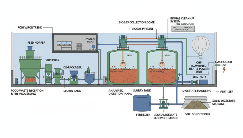 Anaerobic digestion facility processing food waste Anaerobic digestion facility processing food waste