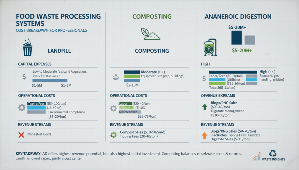 Cost breakdown chart for food waste processing systems Cost breakdown chart for food waste processing systems